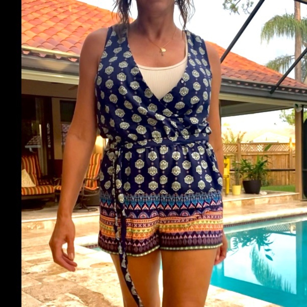 BE BOP/M/Blue Romper/Aztec Pattern/Polyester - Picture 5 of 7